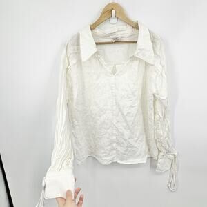 Linennaive Top Large Linen Cottage Boho Ren Fair Victorian Regal Tie Sleeve